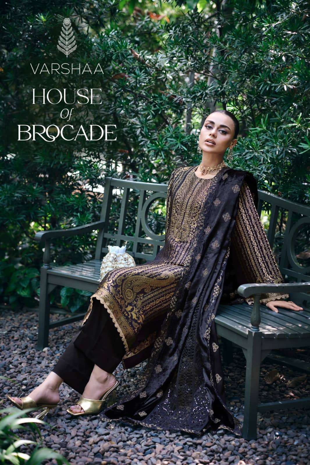 Varsha Fashion House Of Brocade - Premium Brocade Suit With Velvet Dupatta - 2 Pcs Wholesale