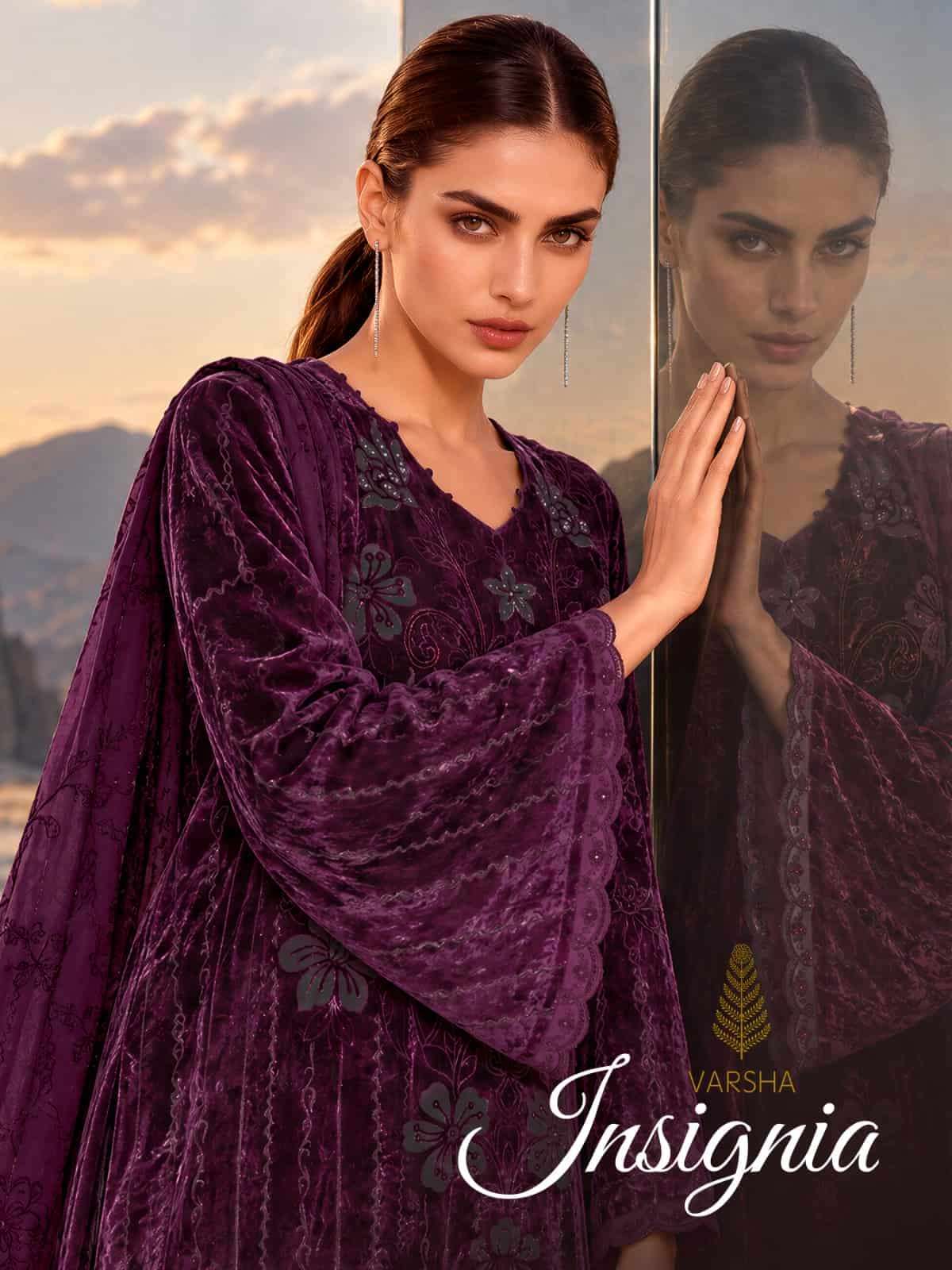 Varsha Insignia Premium Designs Velvet Suit Wholesale Catalogue