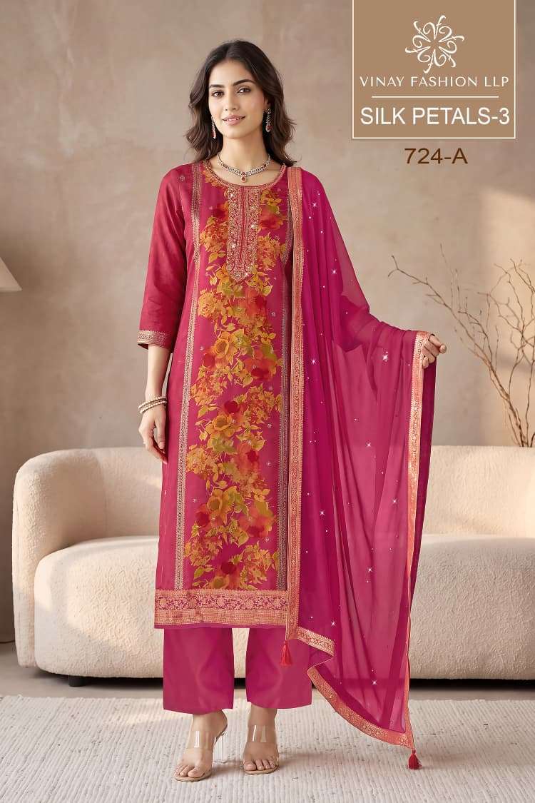 VINAY FASHION SILK PETALS VOL 3 RUSSIAN SILK PARTY WEAR SUIT WHOLESALER 2026