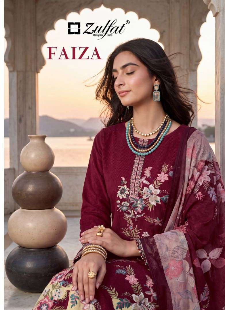 Zulfat Designer Faiza Jam Cotton Designer Salwar Kameez Catalogue Wholesale Collection