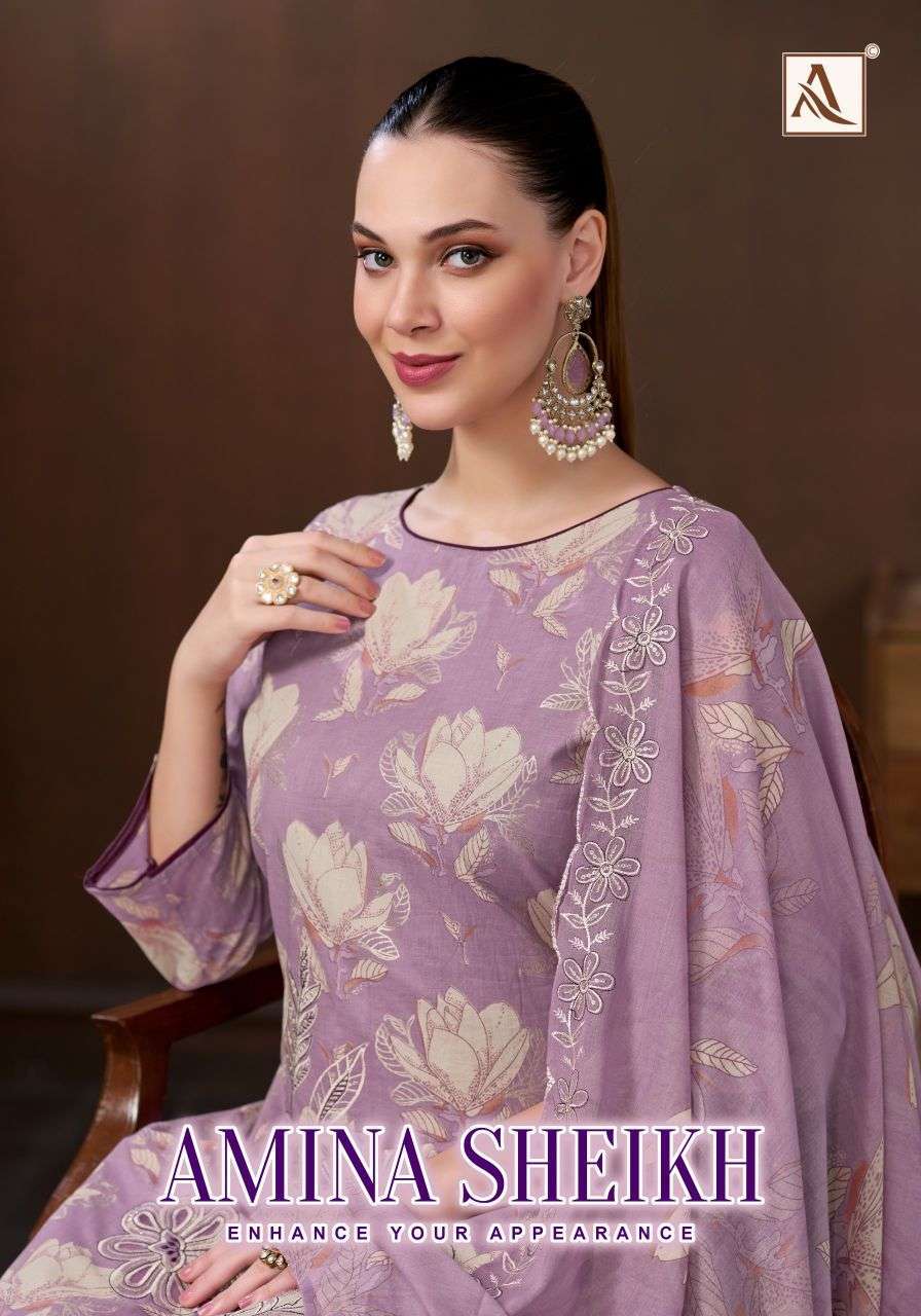 Alok Suit Amina Sheikh Cambric Cotton Fancy Embroidered Wholesale Catalogue