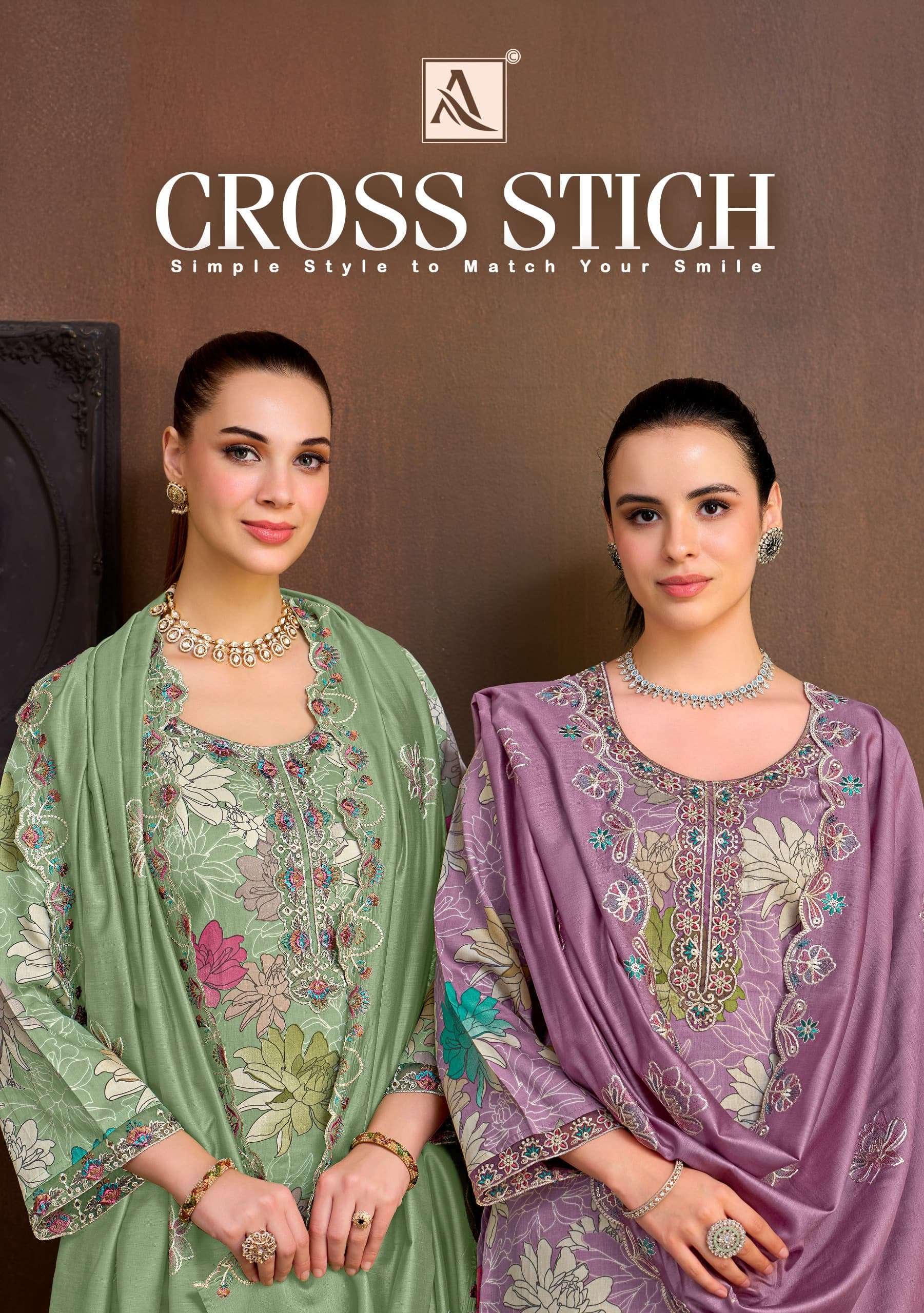 Alok Suit Cross Stich Pure Jam Cotton Wholesale Catalogue