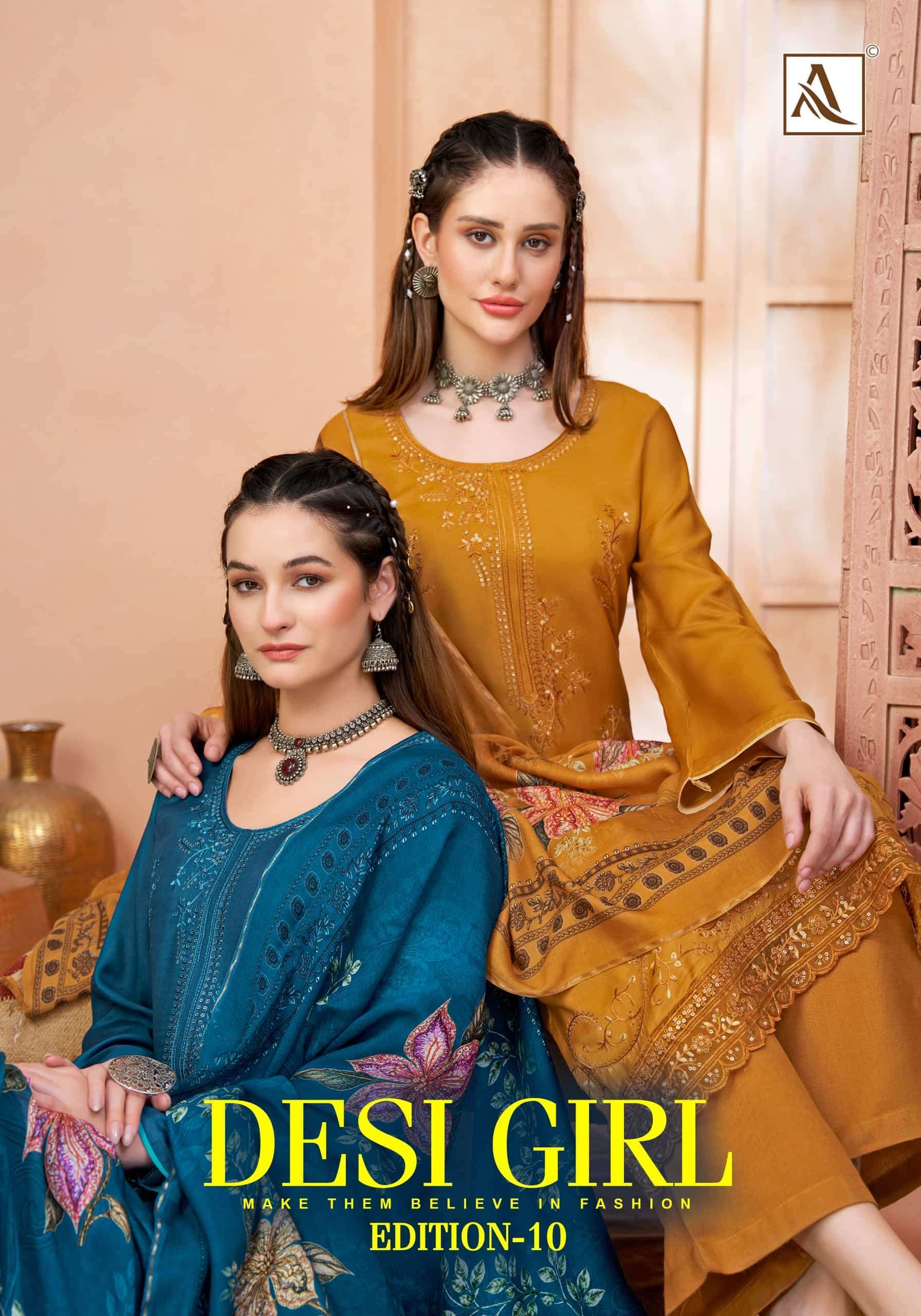 Alok Suit Desi Girl Edition 10 Premium Designs Muslin Dress Catalogue