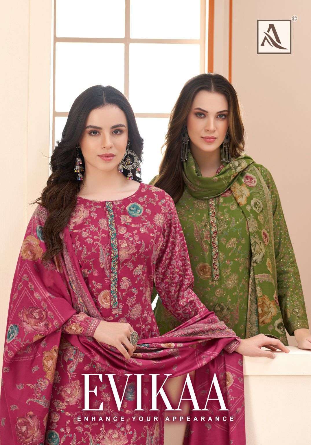 Alok suit evikaa viscose fancy printed wholesale salwar kameez supplier