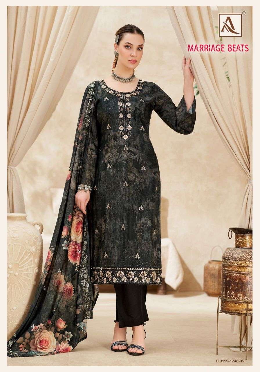 Alok Suit Marriage Beats Wholesale Viscose Muslin Salwar Kameez