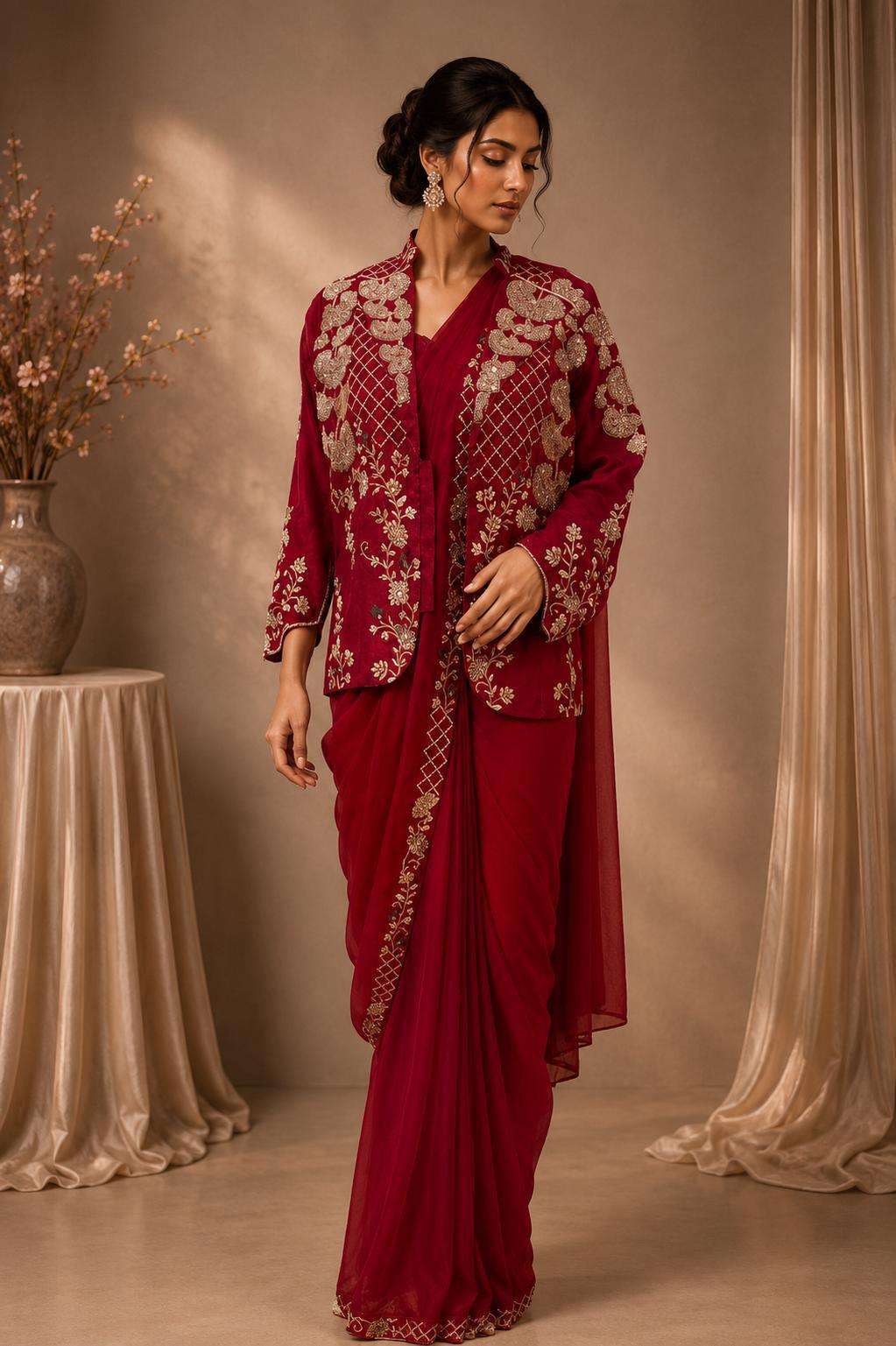 Amoha 550 Satin With Heavy Embroidered Readymade Saree Wholesale Catalogue