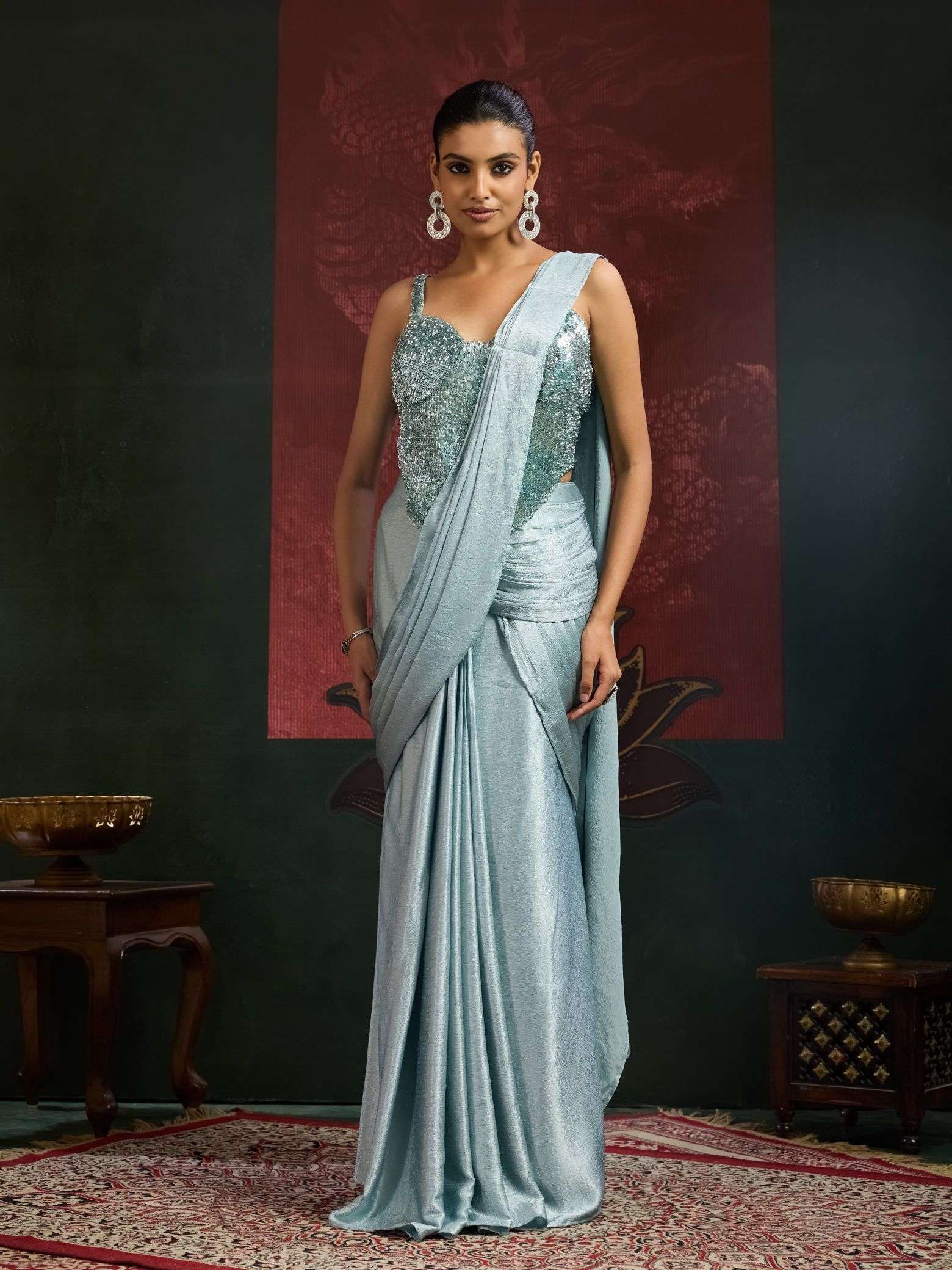 Amoha 606 Imported Fancy Work Readymade Saree Catalogue