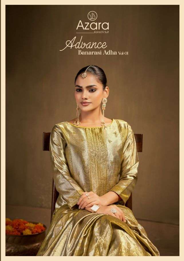 Azara advance banarasi adha vol-1 jacquard wholesale salwar kameez supplier