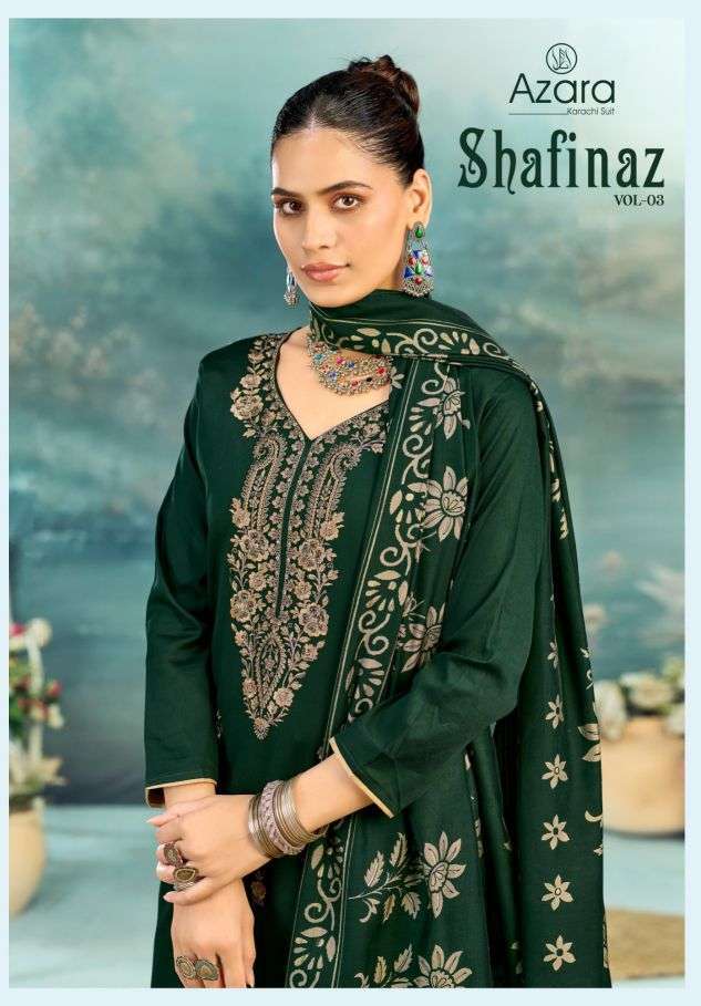 Azara Shafinaz Vol-3 Jam Cotton Fancy Embroidered Wholesale Catalogue