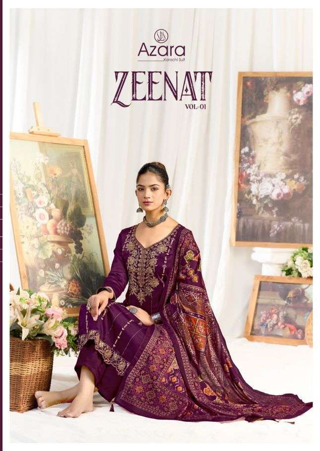Azara zeenat heavy zam cotton fancy work salwar kameez