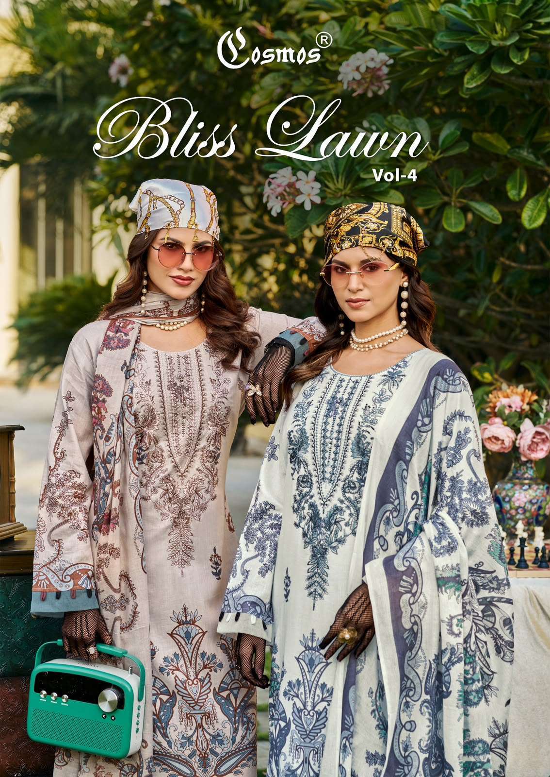 Cosmos bliss lawn vol-4 Pakistani lawn cotton self embridered salwar kameez wholesaler
