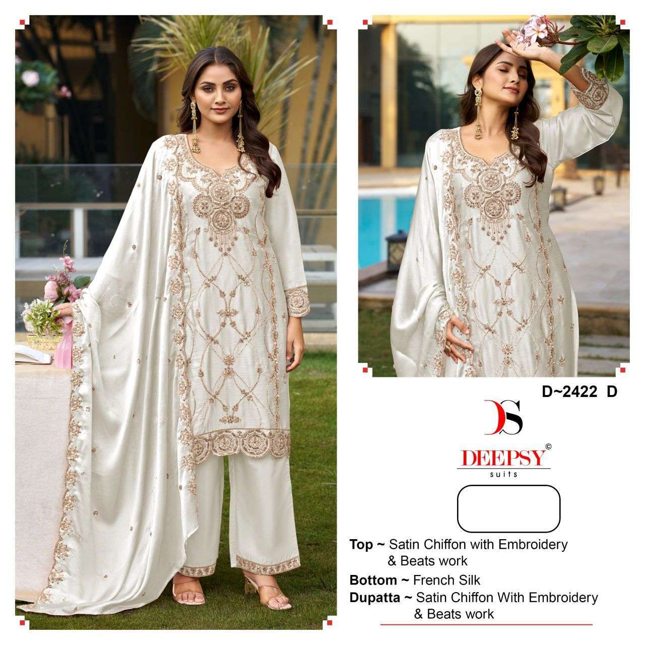 Deepsy suit 2422 fendy silk with beads work salwar kameez wholesale price