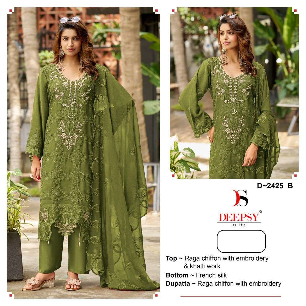 Deepsy suit 2425 chiffon with heavy embroidered suit wholesale Dealer