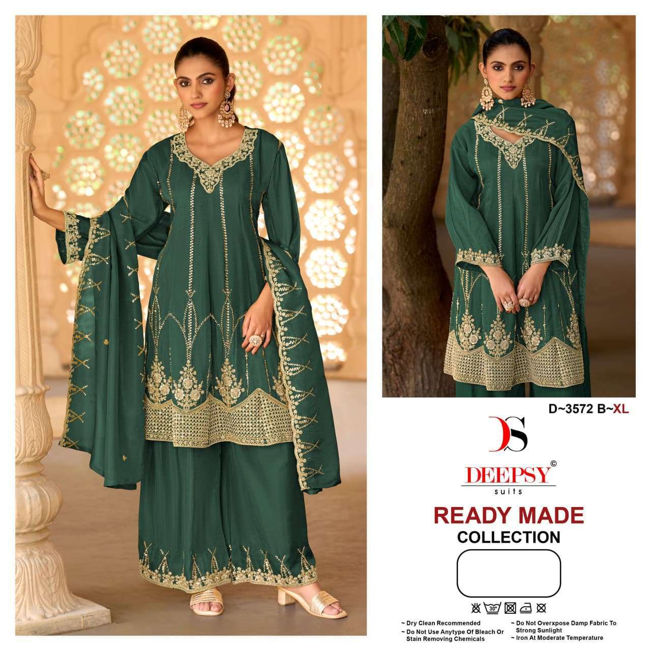 Deepsy Suit 3572 Viscose Tissue Beads Work Readymade Salwar Kameez Wholesale Catalogue