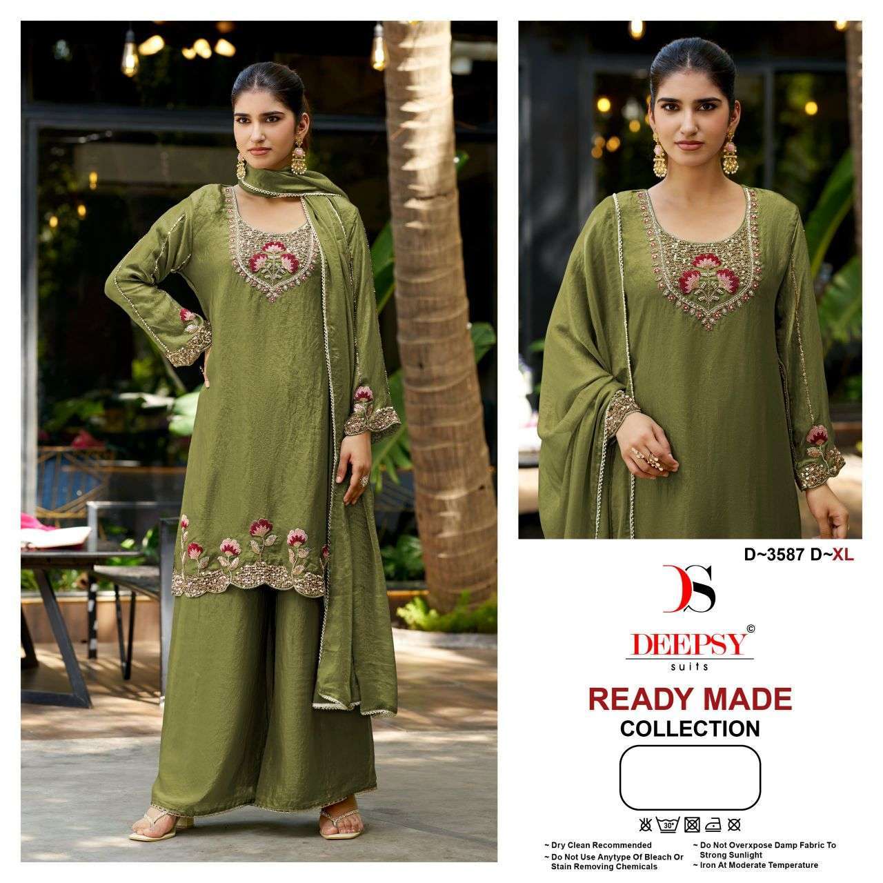 Deepsy Suit 3587 Fendy Satin Beads Work Readymade Salwar Kameez Wholesale Catalogue