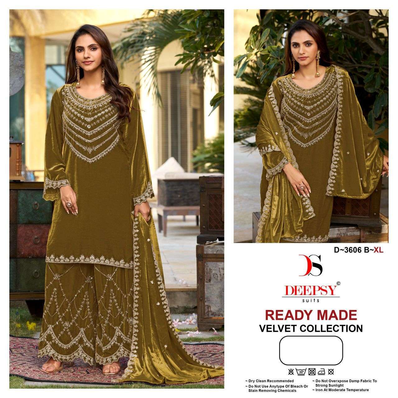 Deepsy suit 3606 velvet with heavy beads work readymade salwar kameez wholesaler in Surat