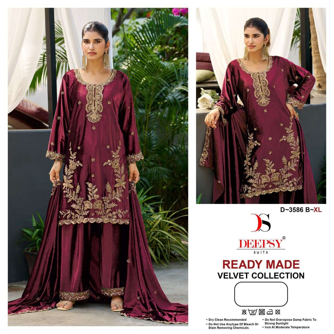 Deepsy Suits 3586 Iced Velvet With Embroidery Readymade Wholesale Catalogue