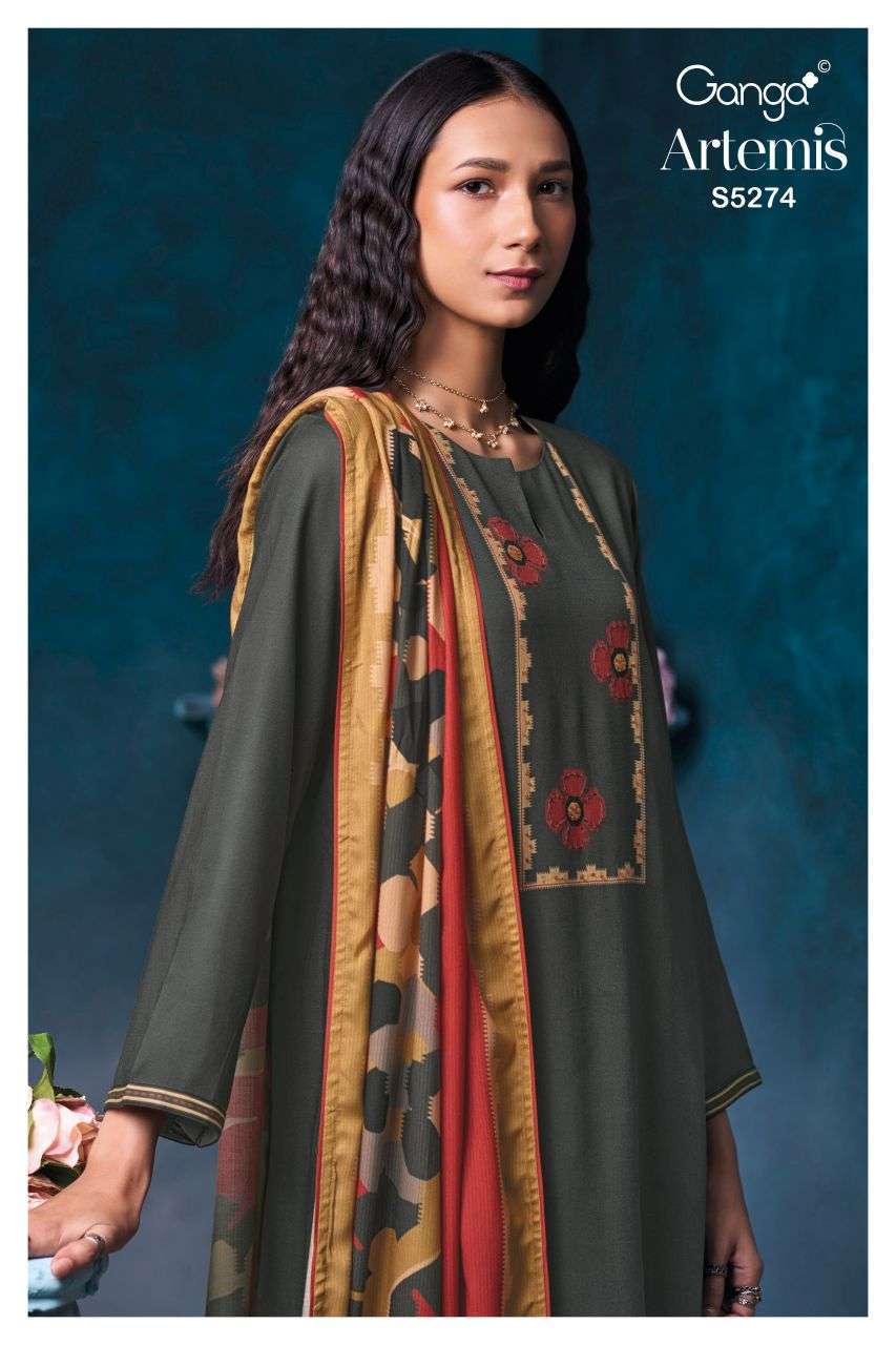 Ganga Artemis 5274 Fancy Handwork Pashmina Salwar Kameez Wholesale Catalogue