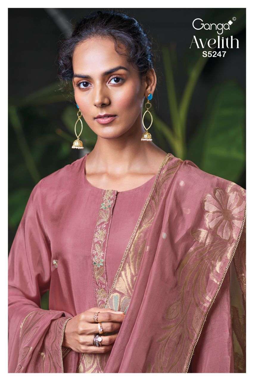 Ganga Avelith 5247 Wholesale Bemberg Embroidered Salwar Suit Catalogue