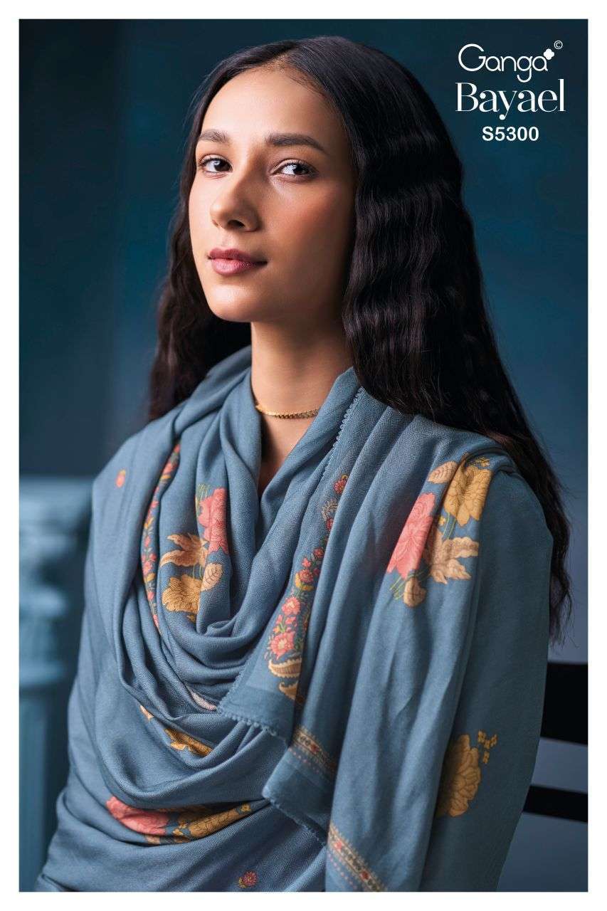 Ganga Bayael 5300 Wool Pashmina With Handwork Wholesale Catalogue