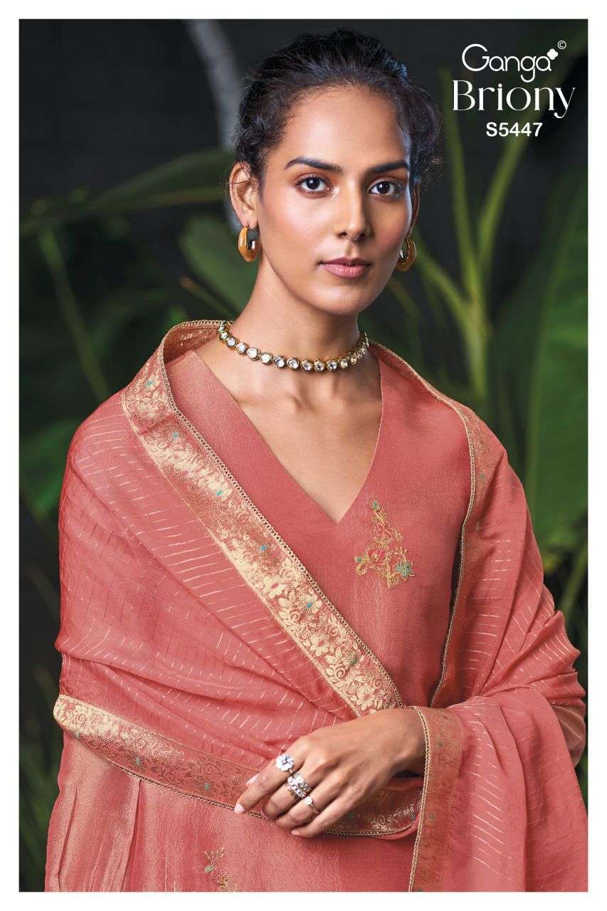 Ganga briony 5447 bemberg silk jacquard embroidered salwar kameez wholesale price Exporters