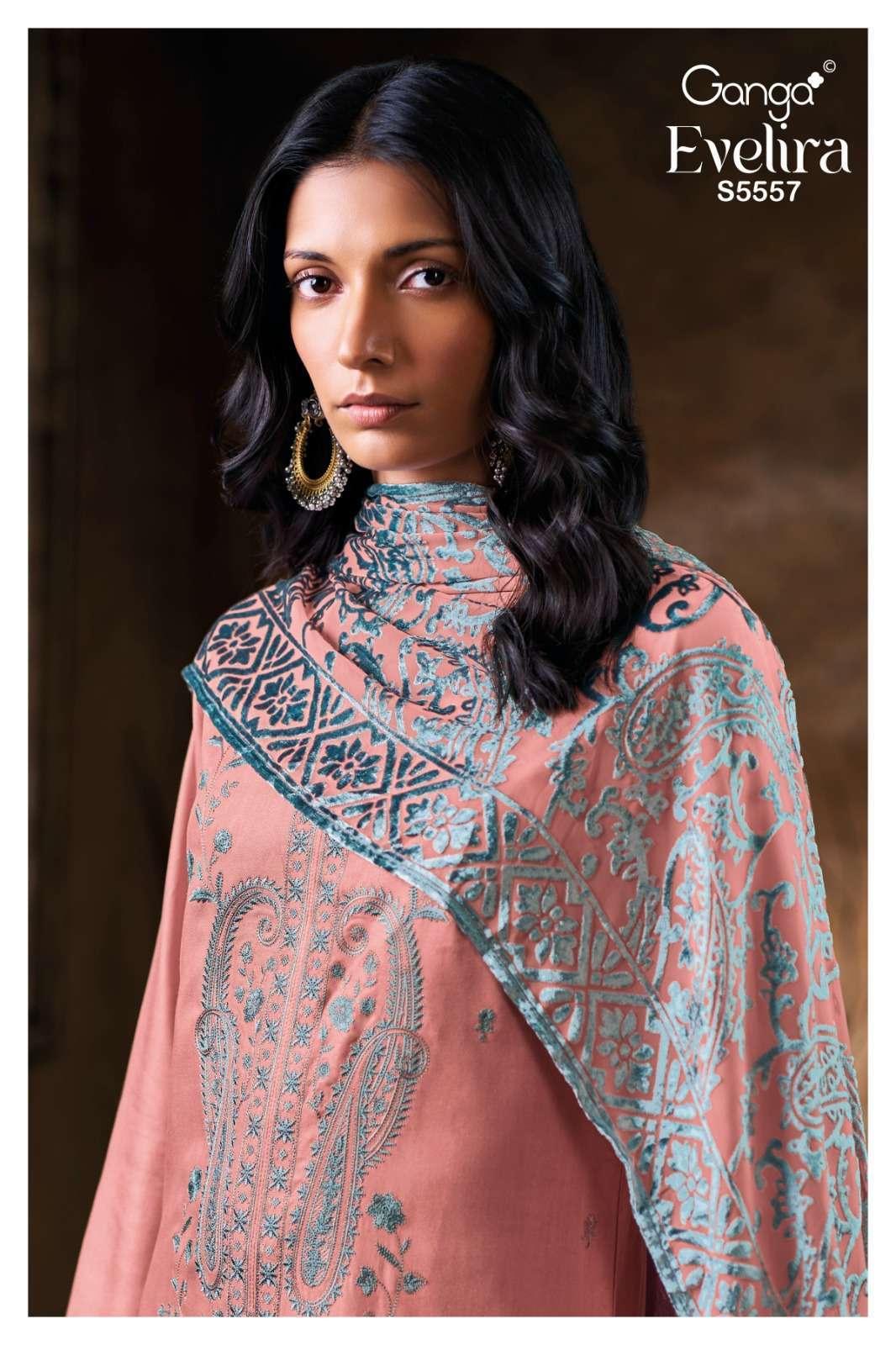 Ganga Evelira 5557 pashmina embroidered salwar kameez wholesale price dealer In surat