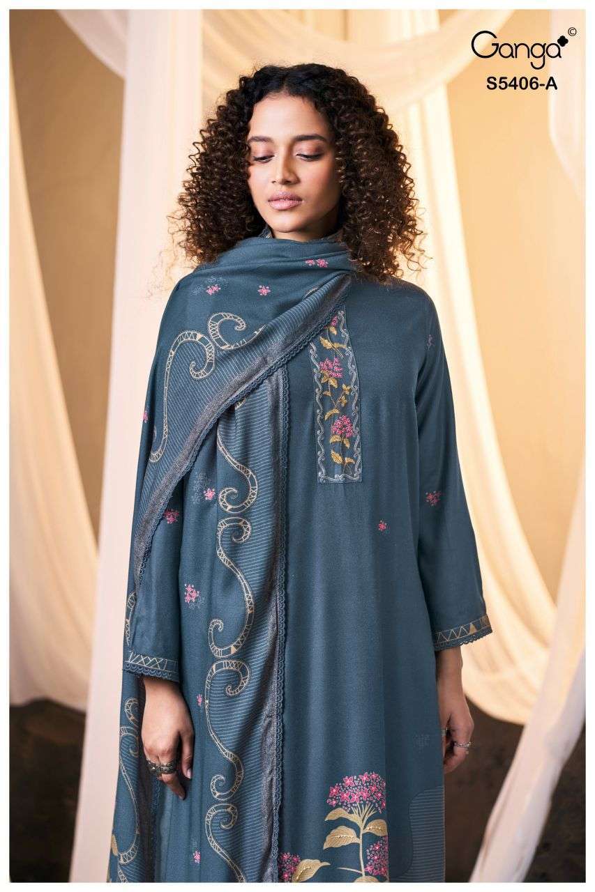 Ganga Eviesa 5406 Pashmina Embroidered Winter Catalogue
