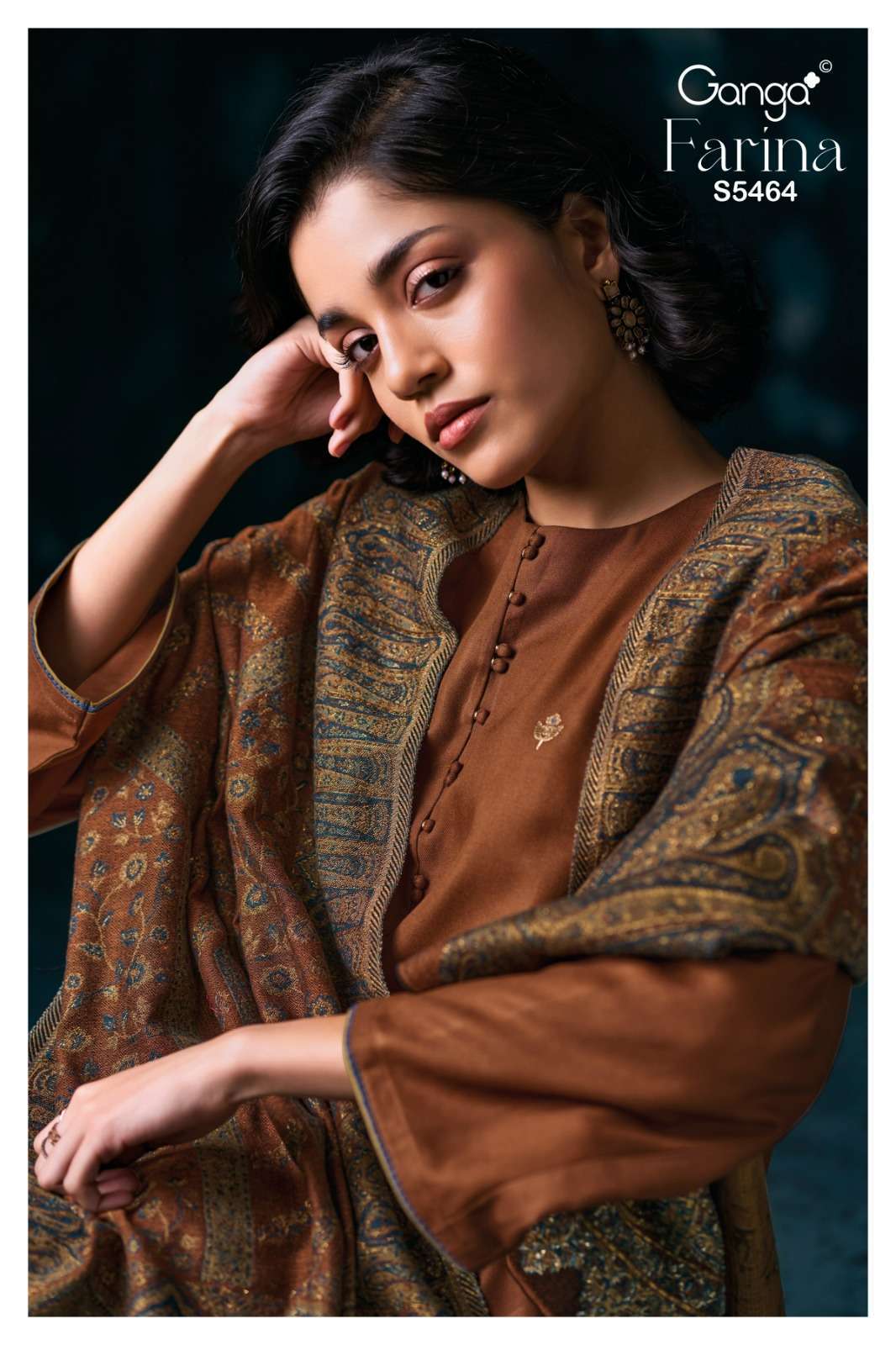 Ganga farina 5464 pashmina with embroidered salwar kameez wholesale price surat