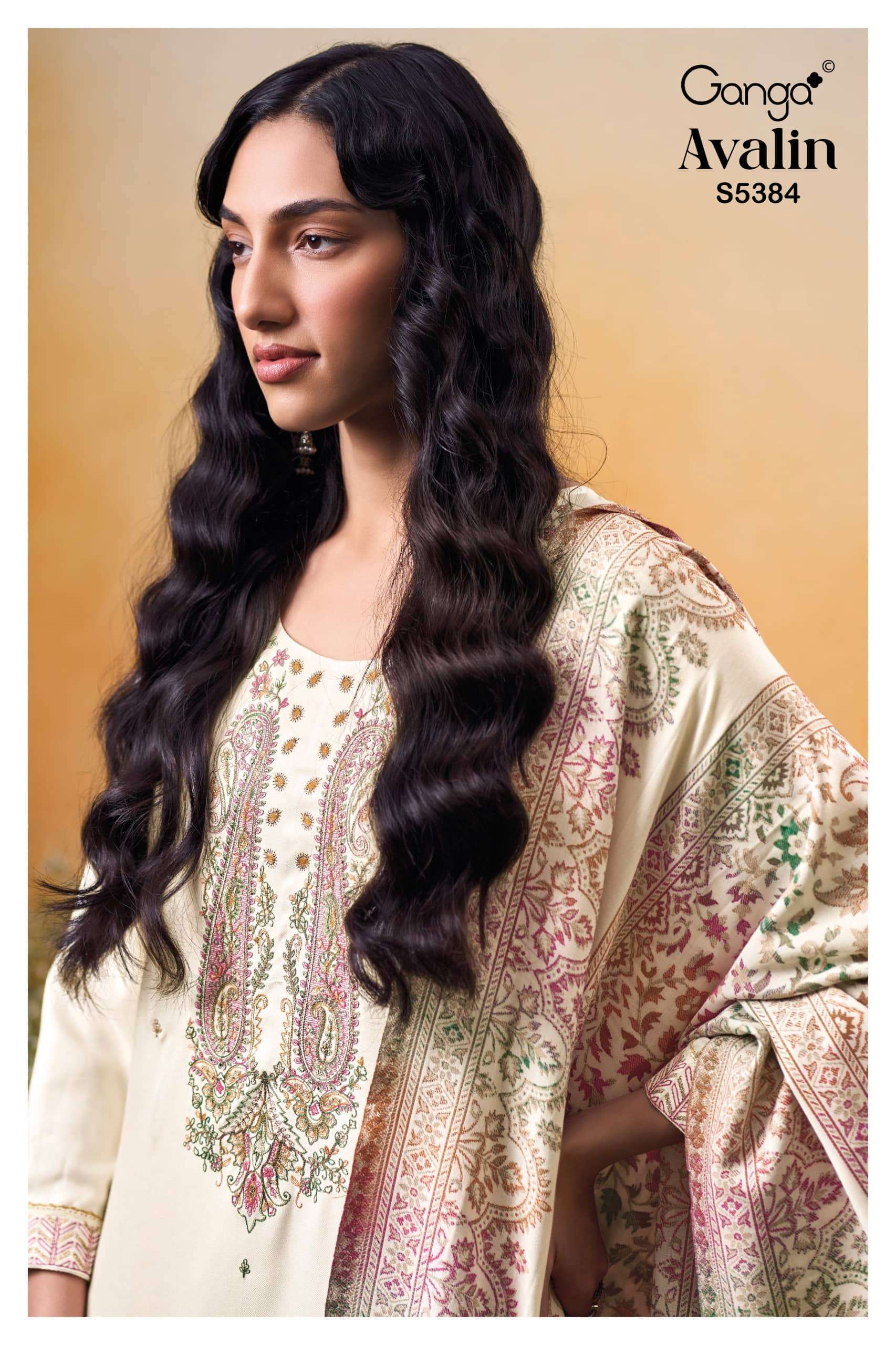 Ganga Fashion Avalin 5384 Premium Pashmina Wholesale Catalogue