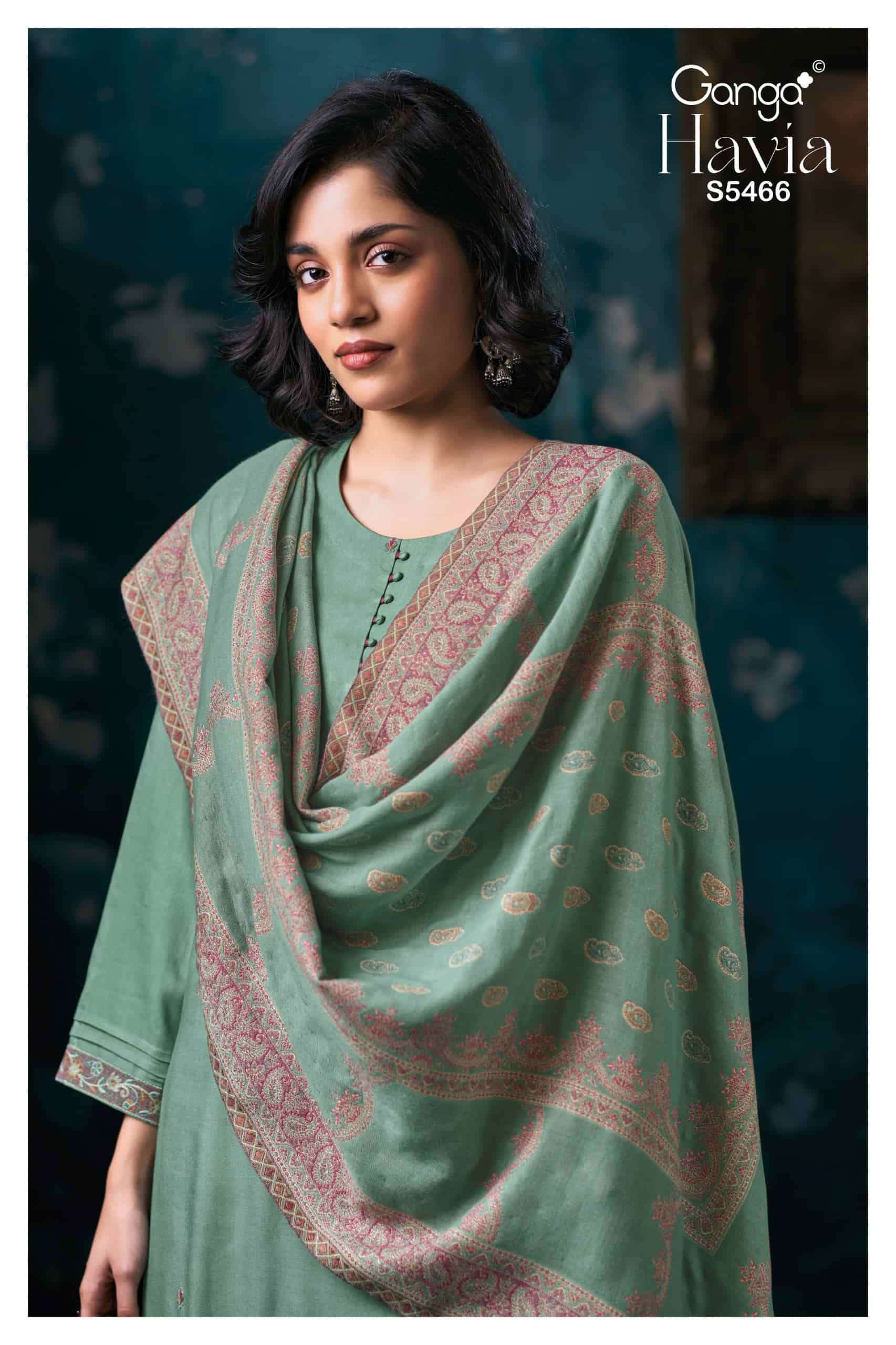 Ganga fashion havia 5466 pure pashmina salwar suit dealer in surat