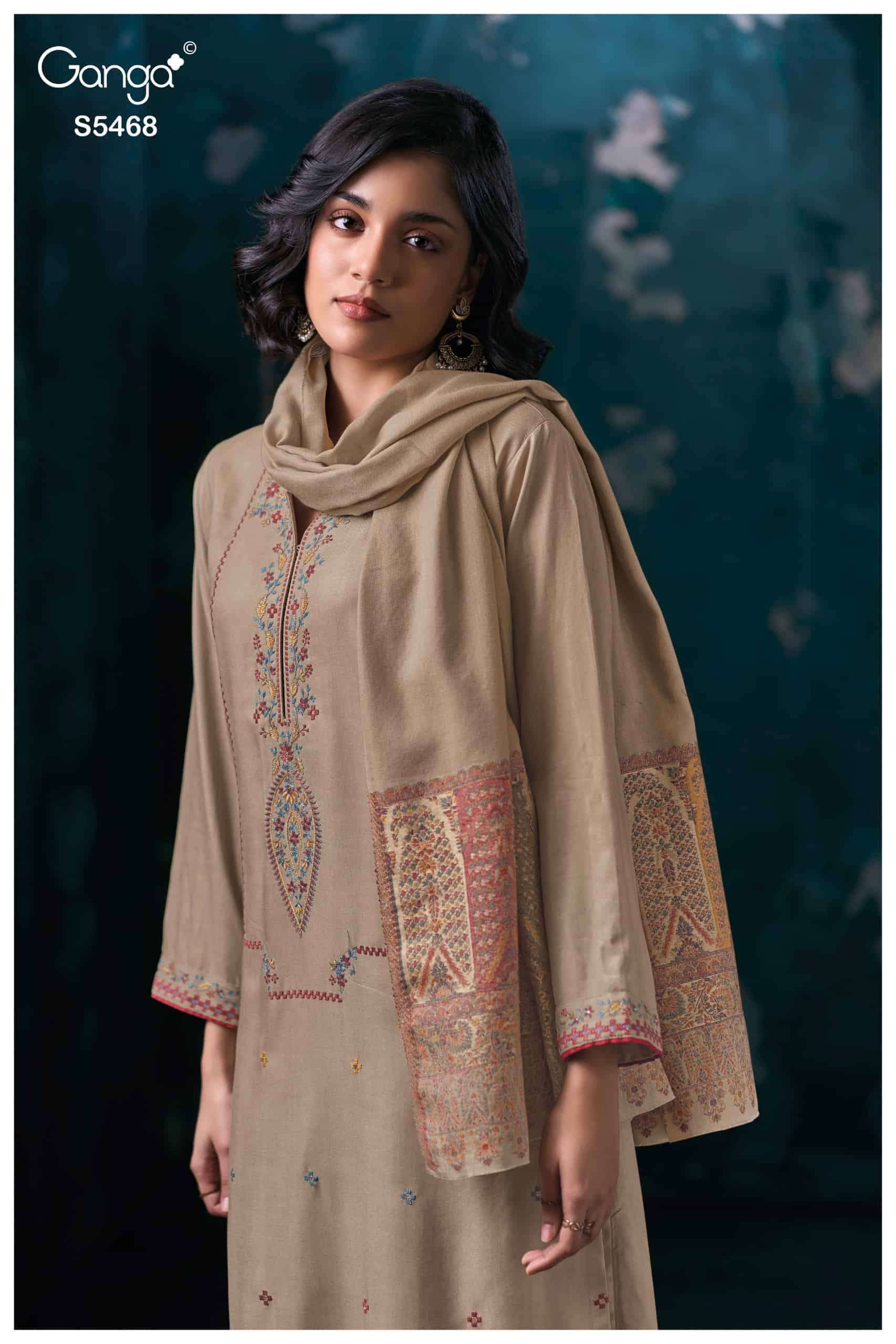 Ganga Fashion Joviya 5468 Pure Pashmina Suit Winter Collection Best rate dealer