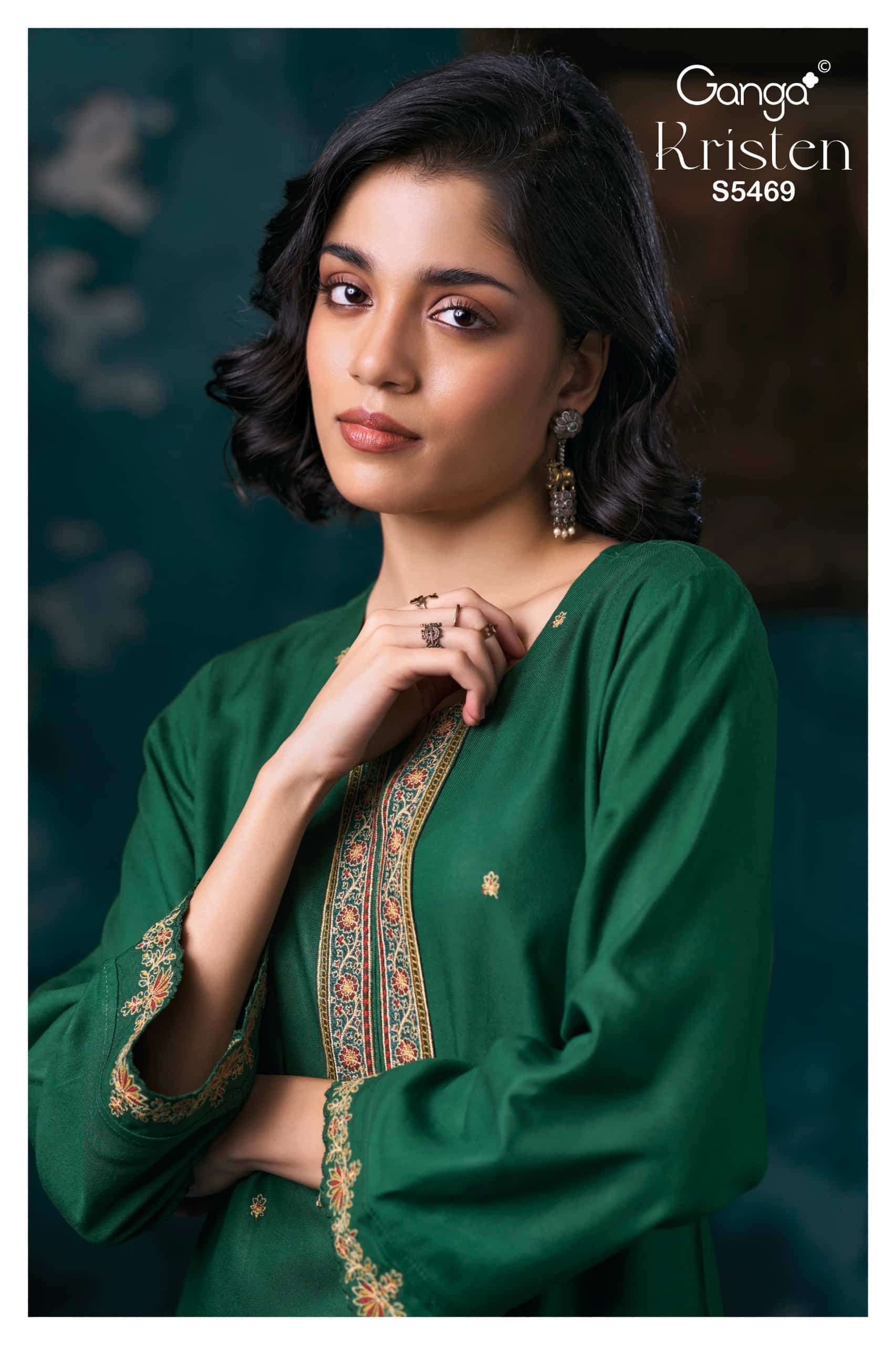 Ganga Fashion Kristen 5469 Pure Pashmina Salwar Suit Winter Collection Wholesaler