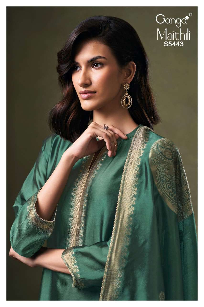 Ganga fashion maithili 5443 pure woven silk ladies dress dealer wholesaler