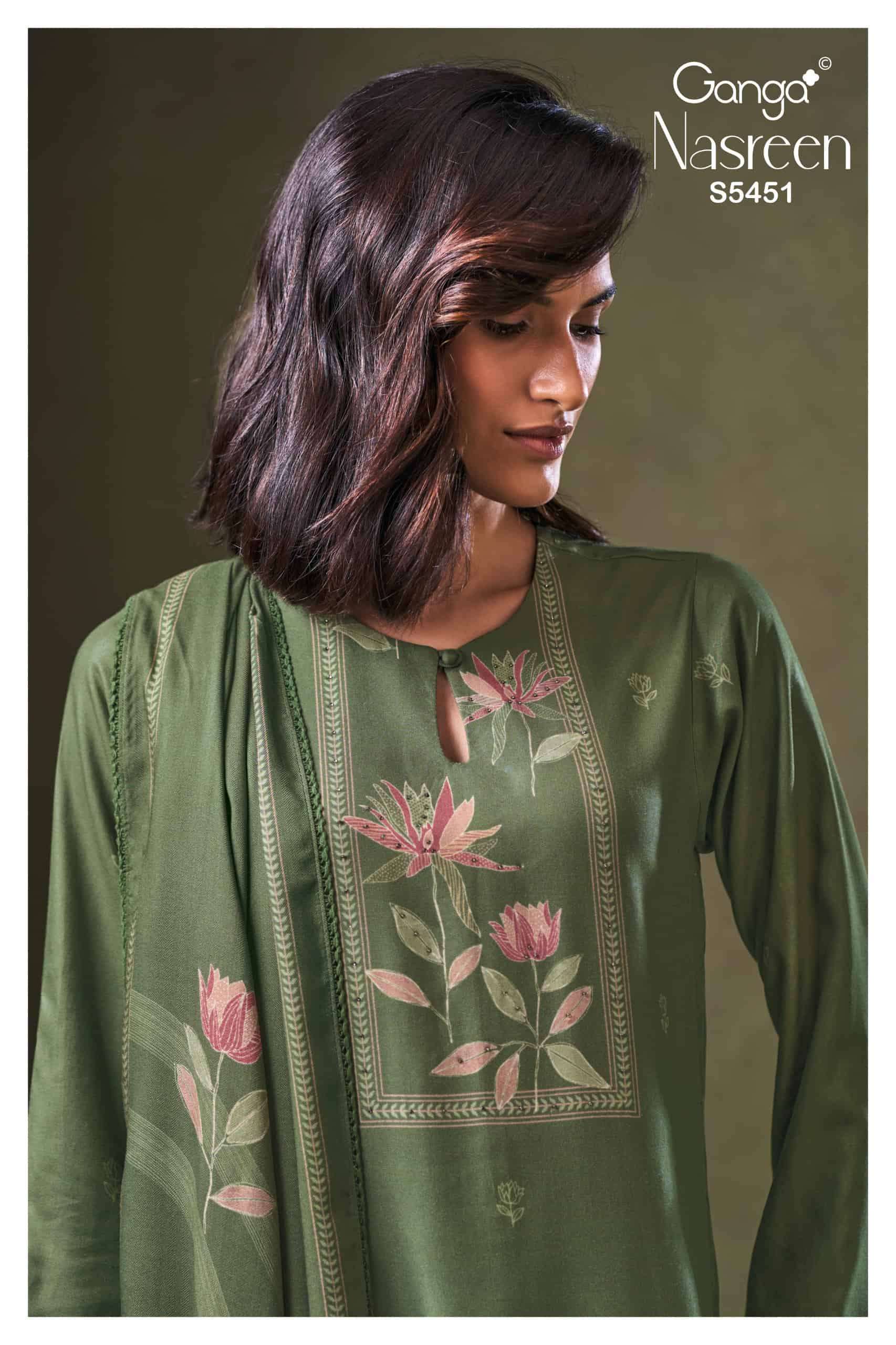 Ganga Fashion Nasreen 5451 Fancy Pashmina Salwar Kameez wholesaler