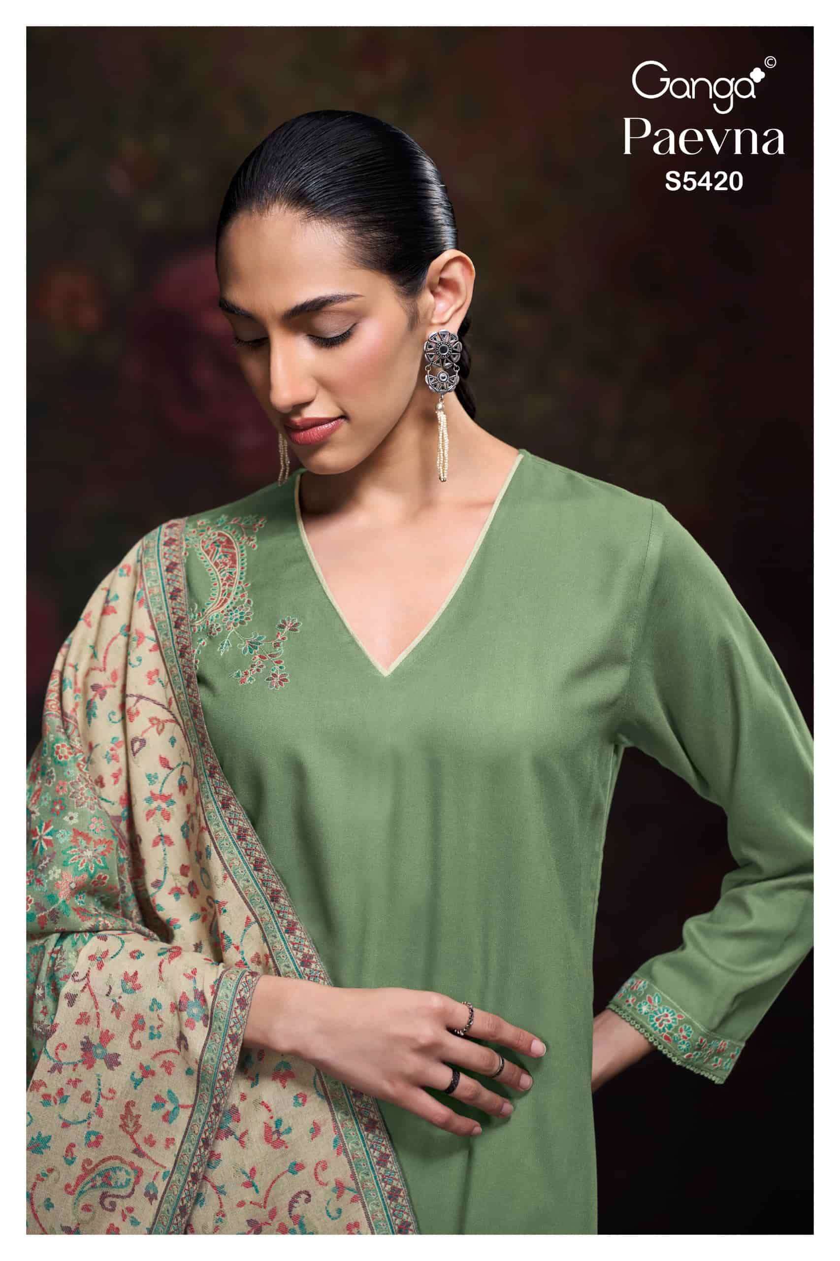 Ganga Fashion Paevna 5420 Pure Pashmina Salwar Suit Wholesaler 