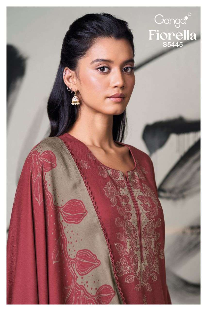 Ganga Fiorella 5445 Wool Pashmina Handwork Designer Salwar Kameez Wholesale Collection Best Rate Dealer