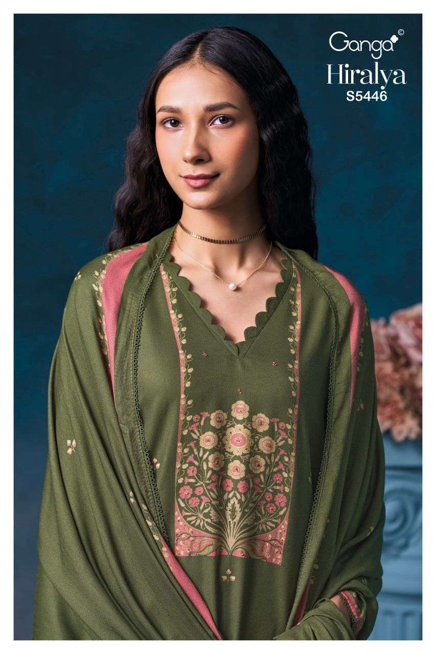 Ganga Hiralya 5446 Wool Pashmina Hand Embroidered Salwar Kameez Catalogue
