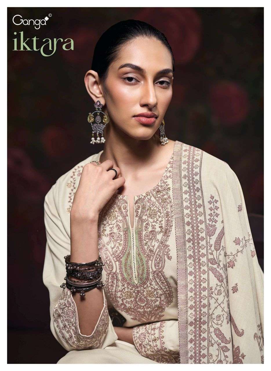 ganga iktara pashmina with embroidered salwar kameez wholesale price 
