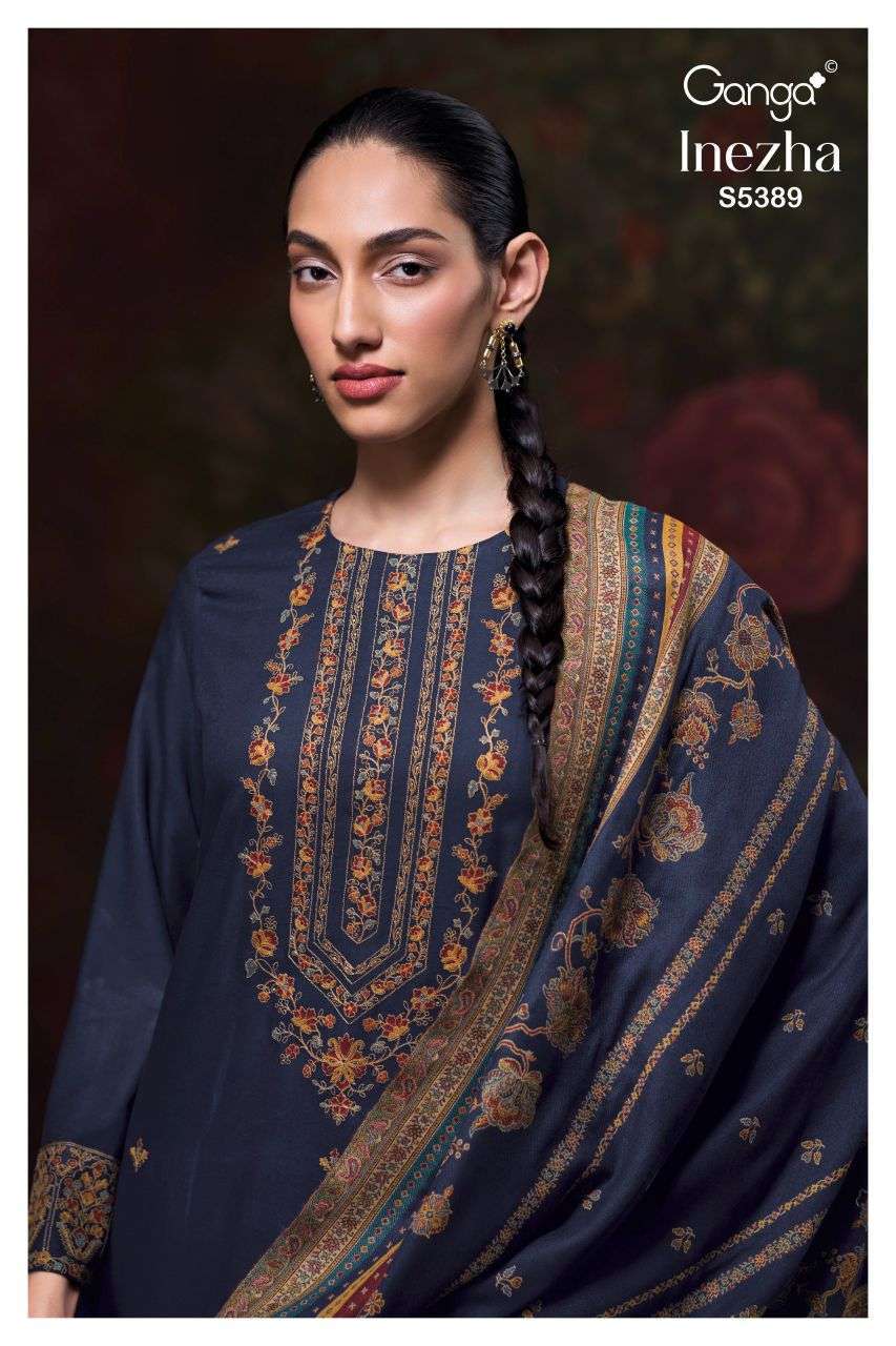 Ganga Inezha 5389 Pashmina Embroidered Salwar Kameez Catalogue
