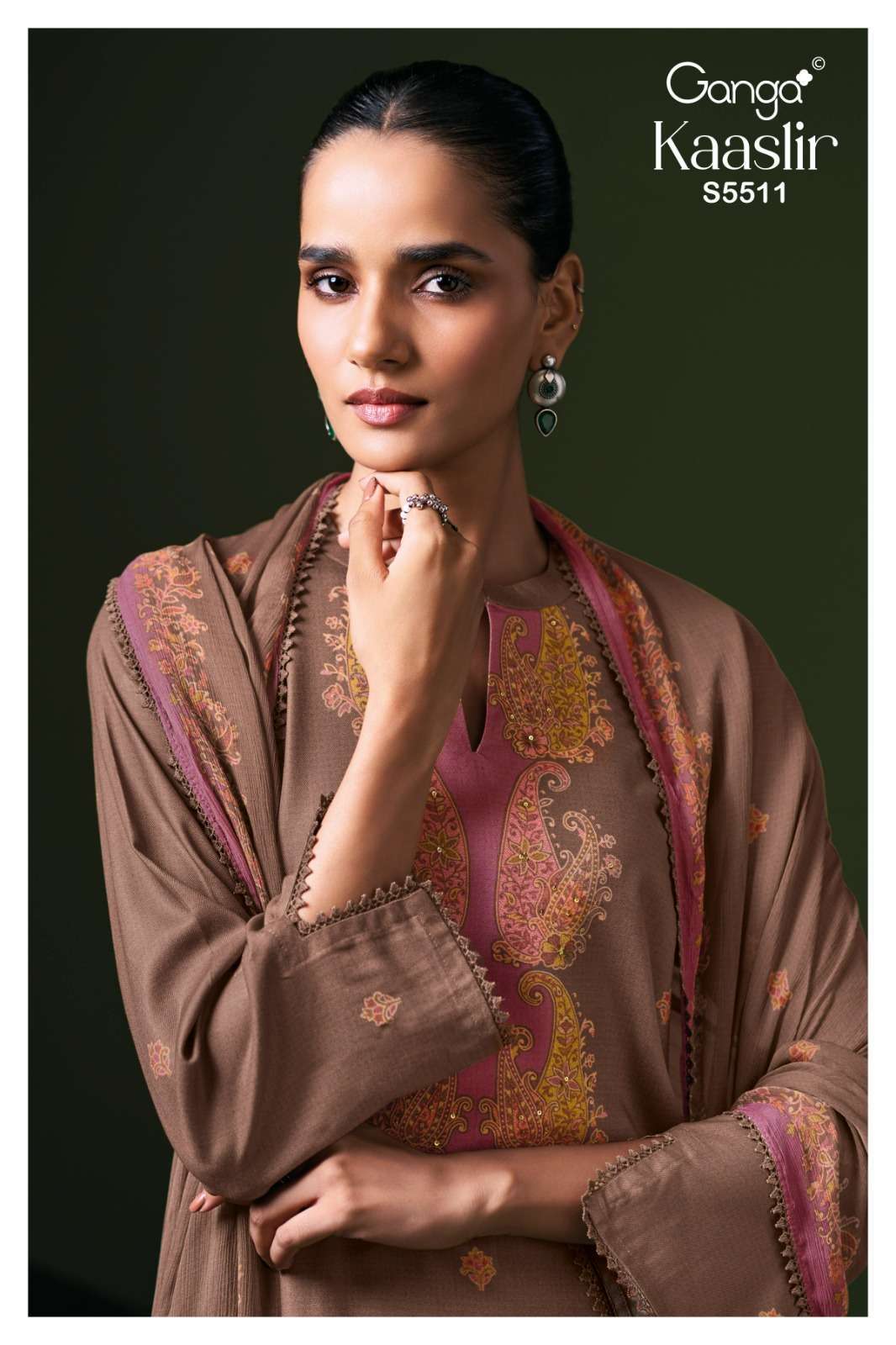 Ganga Kaaslir 5511 Winter Wear Wool Pashmina Suit Collection Best Rate