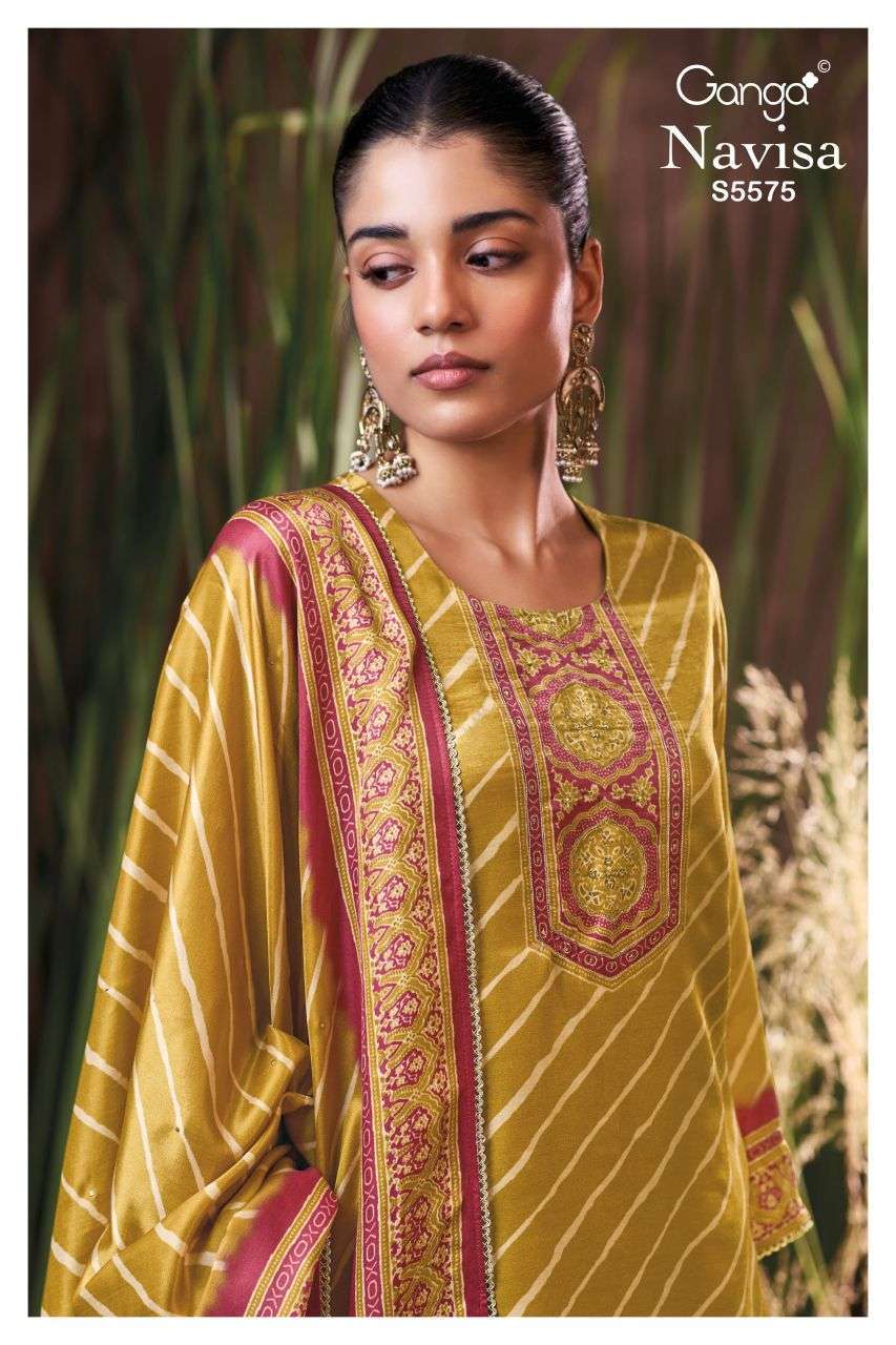 Ganga Navisa 5575 bemberg gaji silk fancy printed salwar kameez wholesale price Collection