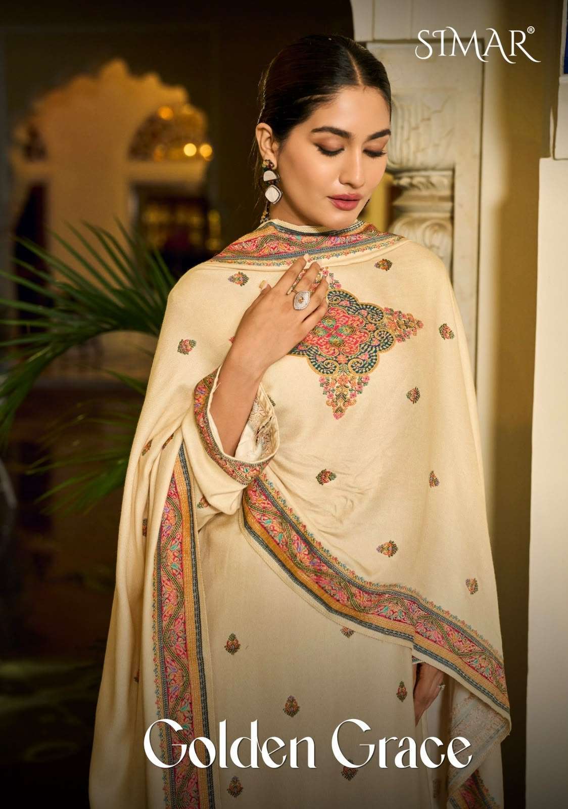 Glossy golden grace viscose pashmina salwar kameez wholesale price Dealer