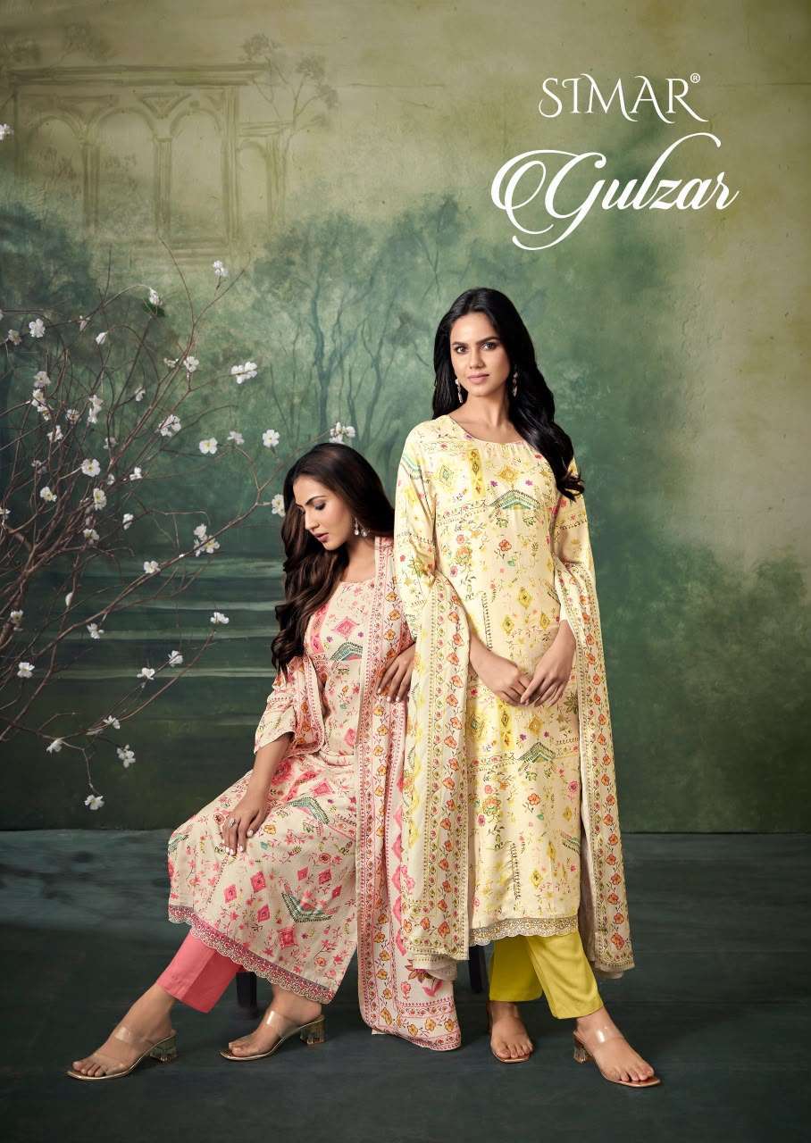 Glossy Gulzar Pashmina Digital Print With Fancy Work Salwar Kameez