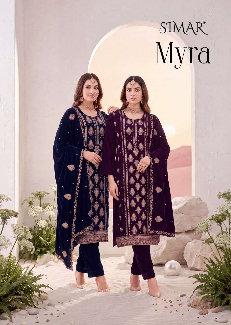 Glossy simar myra 3689 premium style velvet suit catalog