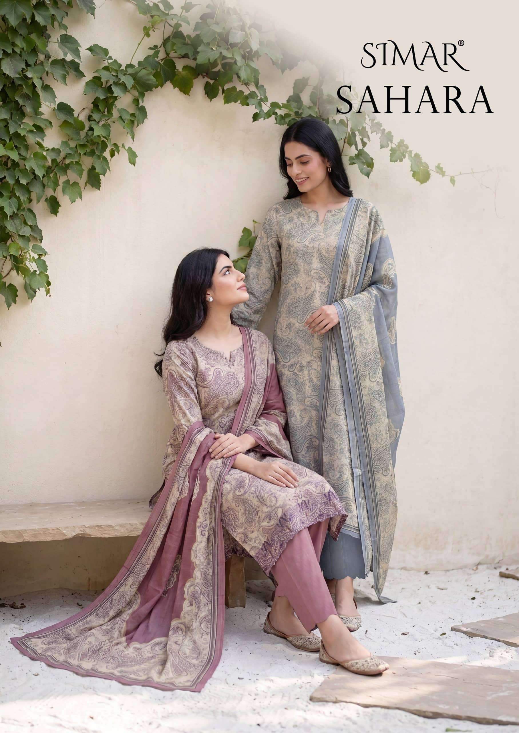 Glossy Simar Sahara Digital Printed Pashmina Salwar Kameez Wholesale Catalogue