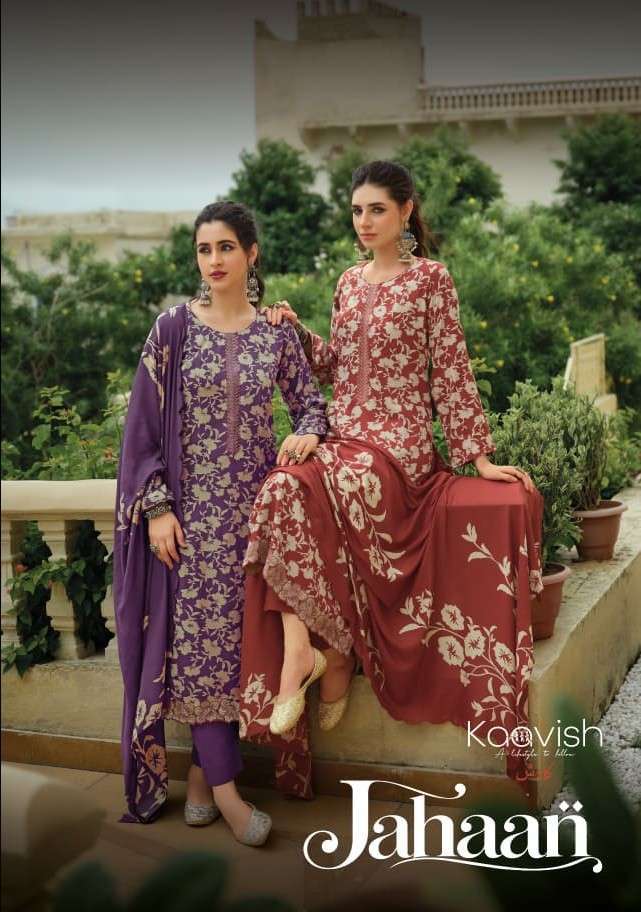 Kaavish Jahaan Viscose Pashmina Fancy Work Salwar Kameez Catalogue