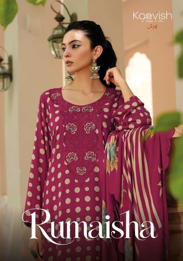 kaavish rumaisha viscose pashmina digital printed salwar kameez wholesaler In surat