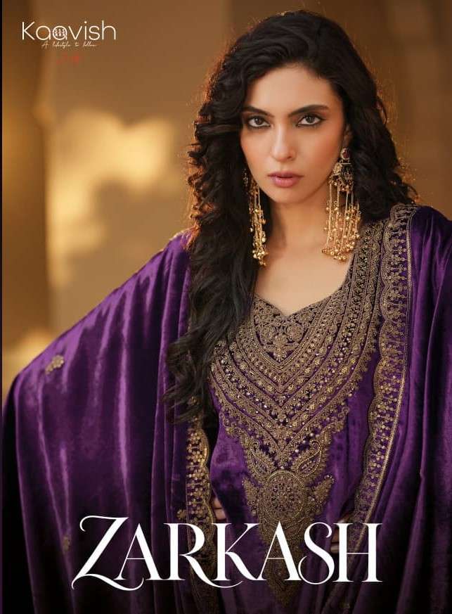 Kaavish Zarkash Pure Velvet Designer Suits wholesaler