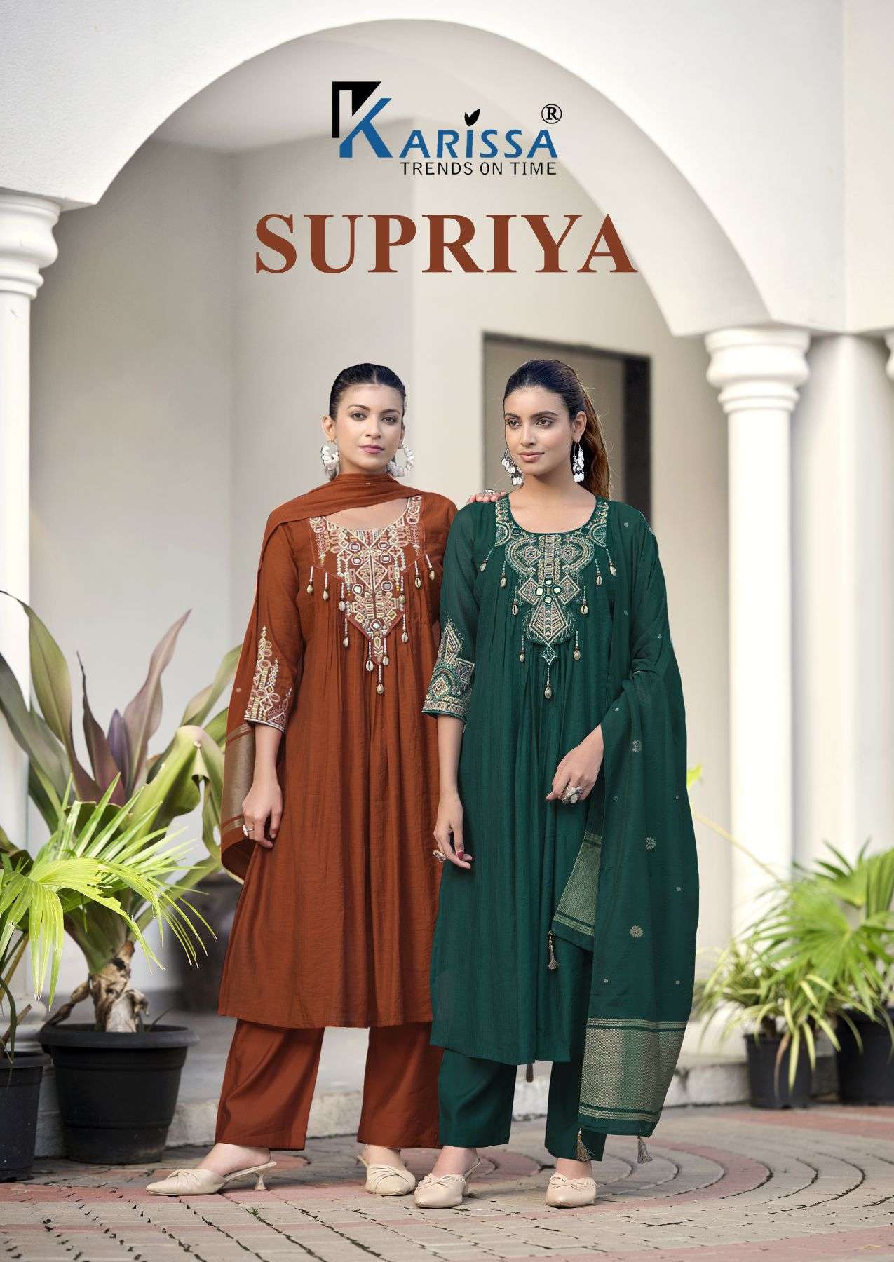 karissa supriya coral silk fancy work salwar kameez wholesaler