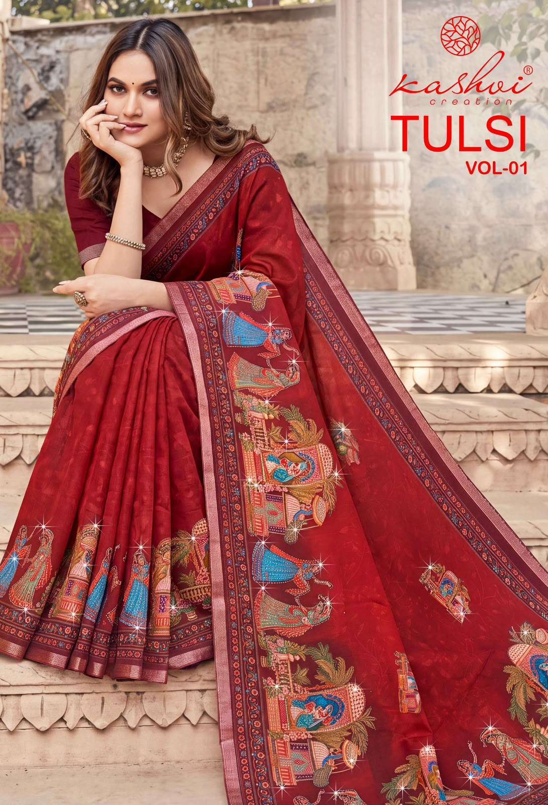 Kashvi creation tulsi vol-1 moss casual wear fancy saree wholesaler Best rate